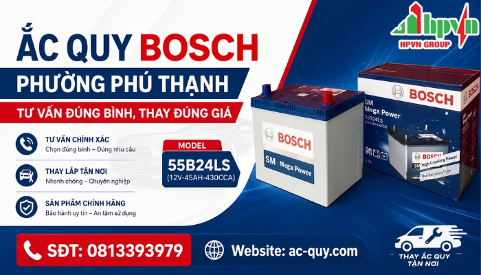 Cửa H&agrave;ng Ắc Quy Bosch Phường Ph&uacute; Thạnh
