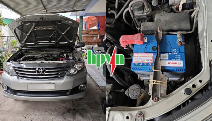 Lắp đặt ắc quy Bosch xe Toyota Fortuner