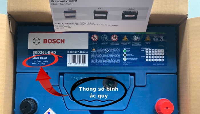 Thông số kỹ thuật bình ắc quy